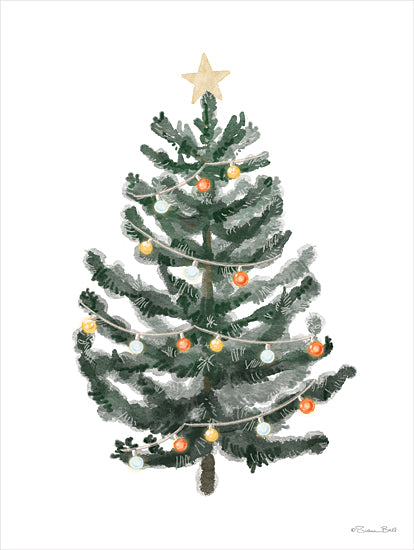 Susan Ball SB1338 - SB1338 - Pine Christmas Tree - 12x16 Christmas, Holidays, Christmas Tree, Ornaments, Garland, Star from Penny Lane