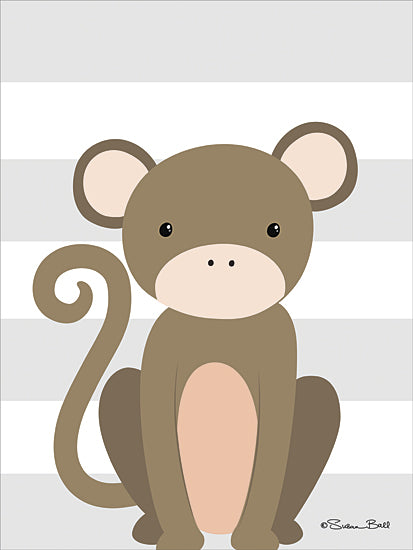 Susan Ball SB441A - Monkey Stripe - Monkey, Kids, Children, Animals from Penny Lane Publishing