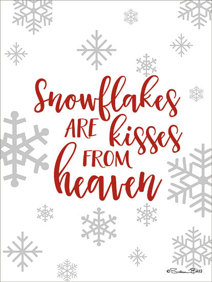 Susan Ball SB649 - SB649 - Kisses from Heaven    - 12x16 Snowflakes are Kisses From Heaven, Winter, Red and White, Seasons from Penny Lane