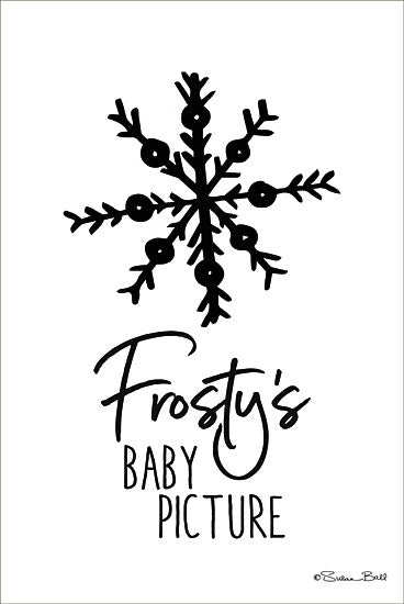 Susan Ball SB651 - SB651 - Frosty's Baby Picture  - 12x18 Winter, Snowflake, Humor, Typography, Signs, Textual Art, Black & White, Frosty's Baby Picture, Snowman from Penny Lane