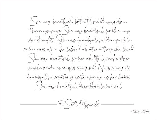 Susan Ball SB659 - SB659 - She was Beautiful - 16x12 Signs, Typography, Quotes, F. Scott Fitzgerald from Penny Lane