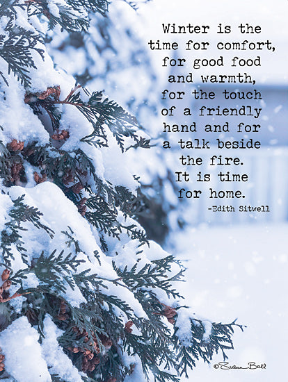 Susan Ball SB724 - SB724 - Winter is Time for Comfort - 12x16 Pine Tree, Winter, Snow, Typography, Quote, Edith Sitwell, Signs from Penny Lane