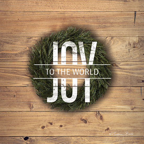 Susan Ball SB726 - SB726 - Joy to the World with Wreath - 12x12 Signs, Typography, Photography, Joy, Wreath, Wood Planks, Christmas from Penny Lane