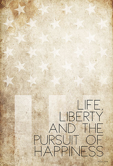 Susan Ball SB836 - SB836 - Life, Liberty and Happiness - 12x18 Sepia, Life, Liberty, Happiness, Patriotic, USA, American Flag, Signs from Penny Lane