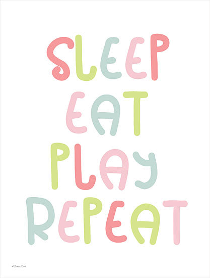 Susan Ball SB849 - SB849 - Sleep, Eat, Play, Repeat - 12x16 Sleep, Eat, Play, Repeat, Children, Kid's Art, Rainbow Colors, Signs from Penny Lane