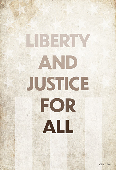 Susan Ball SB858 - SB858 - Liberty and Justice For All - 12x18 Liberty, Justice, Sepia, American Flag, USA, Signs from Penny Lane