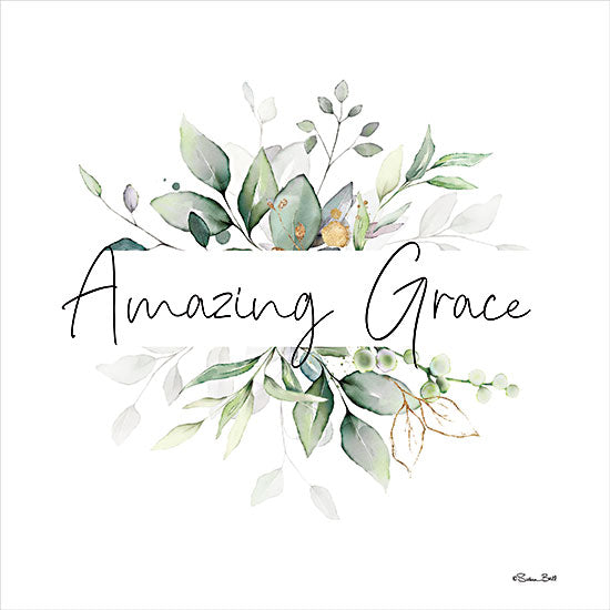 Susan Ball SB934 - SB934 - Amazing Grace   - 12x12 Amazing Grace, Greenery, Calligraphy, Religion, Signs from Penny Lane