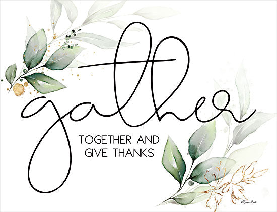 Susan Ball SB942 - SB942 - Gather Together   - 16x12 Inspirational, Gather, Gather Together and Give Thanks, Typography, Signs, Textual Art, Fall, Thanksgiving, Greenery from Penny Lane