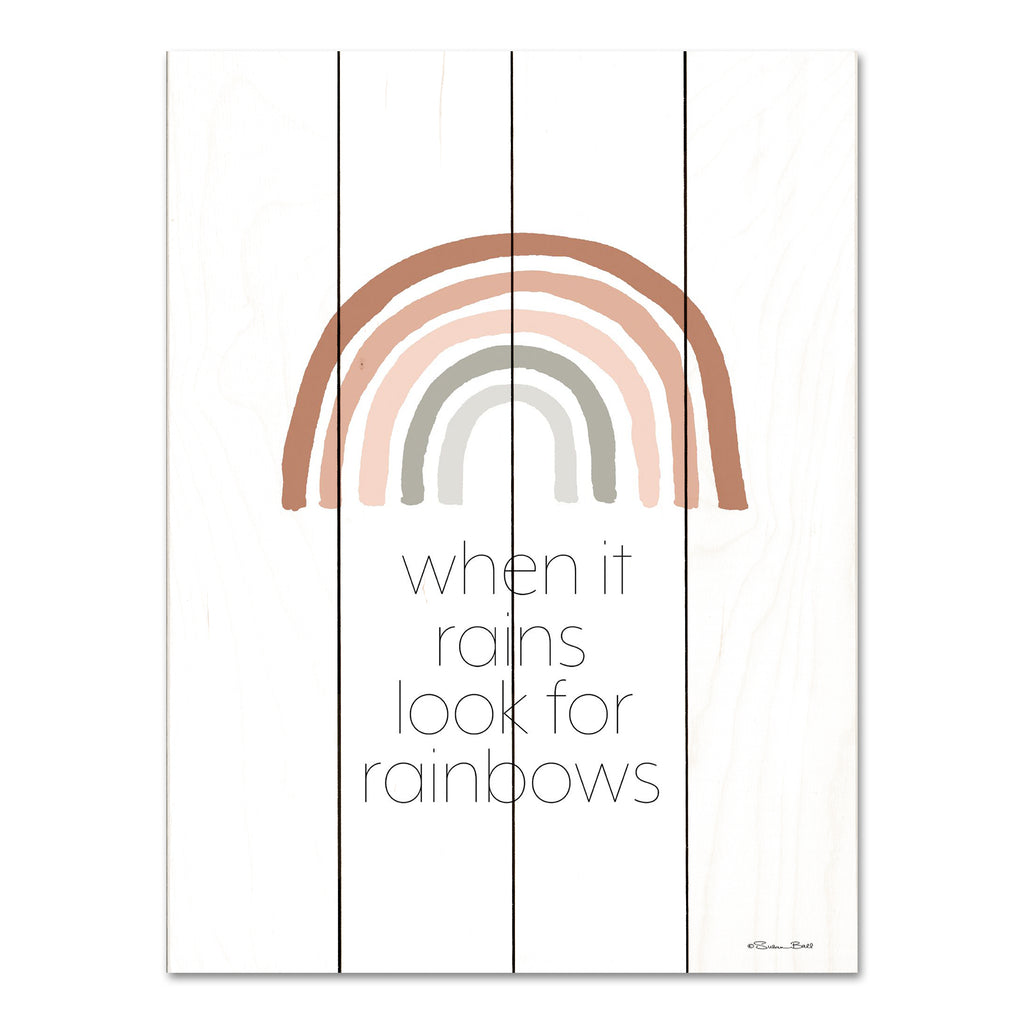Susan Ball SB973PAL - SB973PAL - Look for Rainbows - 12x16 When It Rains Look for Rainbows, Motivational, Rainbow, Brown, Clay, Gray, Triptych, Typography, Signs from Penny Lane