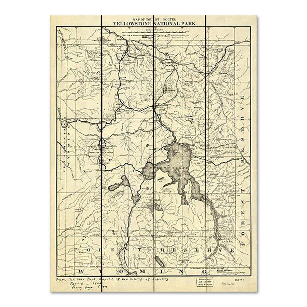 Stellar Design Studio SDS1123PAL - SDS1123PAL - Yellowstone National Park Map - 12x16 Travel, National Parks Map, Map, Yellowstone National Park, Vintage, Typography, Signs, Textual Art, Photography, Leisure from Penny Lane