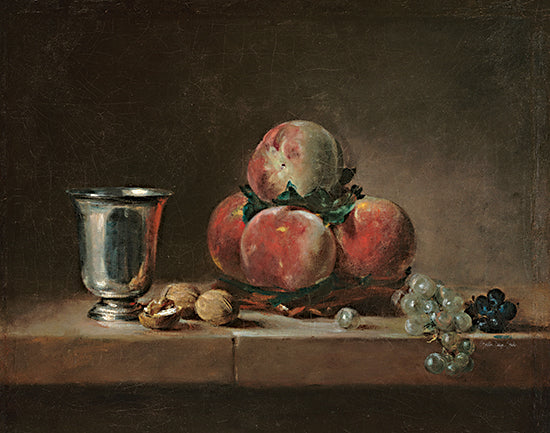 Stellar Design Studio SDS1165 - SDS1165 - Vintage Peach Still Life - 16x12 Still Life, Peaches, Grapes, Silver Vase, Nuts, Vintage, Old Fashioned from Penny Lane