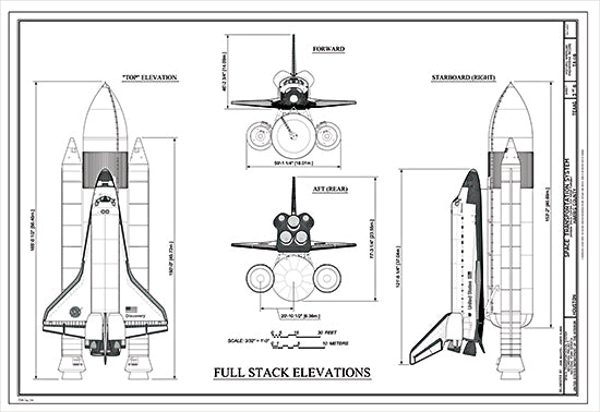Stellar Design Studio SDS1187 - SDS1187 - Discovery Full Stack Elevations - 16x12 Rocket, Isometric Drawings, 3D Drawing, Charts, Challeger, Blueprints, Aeronautics and Space from Penny Lane