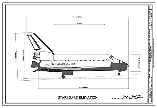 Stellar Design Studio SDS1188 - SDS1188 - Discovery Starboard Elevation - 16x12 Rocket, Isometric Drawings, 3D Drawing, Charts, Challeger, Blueprints, Aeronautics and Space from Penny Lane
