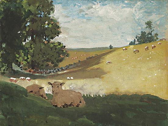Stellar Design Studio SDS1199 - SDS1199 - Green Hill 2 - 16x12 Abstract, Sheep, Grazing, Hill, Landscape, Trees from Penny Lane