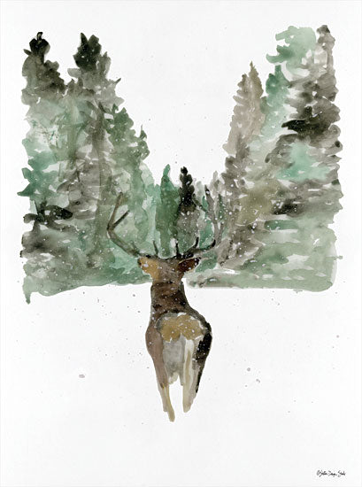 Stellar Design Studio SDS324 - SDS324 - Reindeer 2 - 12x16 Reindeer, Forest, Trees, Watercolor from Penny Lane