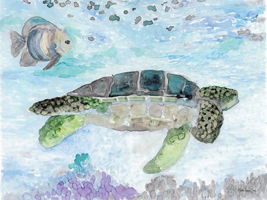 Stellar Design Studio SDS346 - SDS346 - Swimming Sea Turtle - 16x12 Sea Turtle, Fish, Coral, Nautical, Tropical from Penny Lane