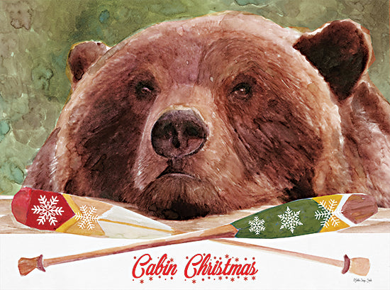 Stellar Design Studio SDS662 - SDS662 - Cabin Christmas - 18x12 Cabin Christmas, Lake, Lodge, Bear, Oars, Holidays, Christmas from Penny Lane