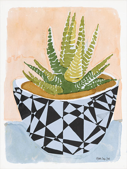 Stellar Design Studio SDS723 - SDS723 - Geo Vase with Succulent - 12x16 Succulents, Cactus, Geometric Vase, Black & White Vase, Southwestern from Penny Lane