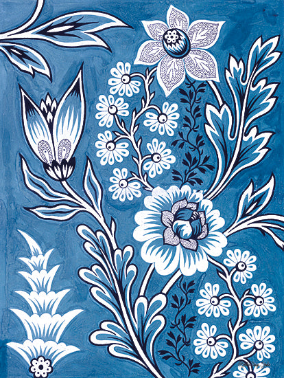 Stellar Design Studio SDS726 - SDS726 - Floral Tapestry Study - 12x16 Flowers, Tapestry Study, Blue & White, Blue Flowers, Botanical, Blooms from Penny Lane