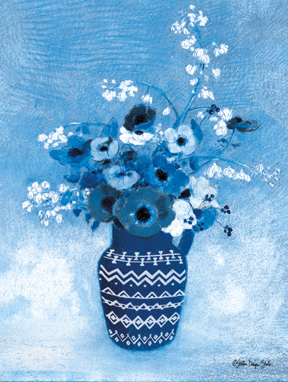 Stellar Design Studio SDS727 - SDS727 - Moody Blue Floral - 12x18 Flowers, Blue & White, Blue and White Vase, Southwestern Vase, Bouquet, Blue Flowers from Penny Lane