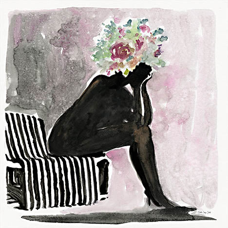 Stellar Design Studio SDS909 - SDS909 - Balanced on Beauty 1 - 12x12 Woman, Floral Crown, Black Art, Figurative, Abstract, Watercolor from Penny Lane