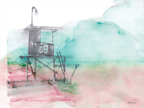 Stellar Design Studio SDS928 - SDS928 - High Surf 2 - 16x12 Abstract, Coastal, Lifeguard Station, Watercolor from Penny Lane
