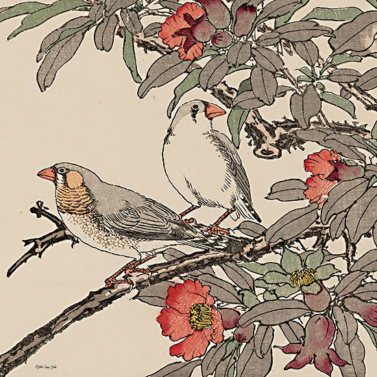 Stellar Design Studio SDS974 - SDS974 - Autumn's Bounty 4     - 12x12 Fall, Birds, Finch, White and Brown Bird, Flowers, Flowering Tree, Red Flowers from Penny Lane