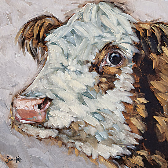 Sara G. Designs SGD104 - SGD104 - Why So Serious - 12x12 Cow, Farm Animal, Brush Strokes, Abstract, Portrait, Brown Cow from Penny Lane