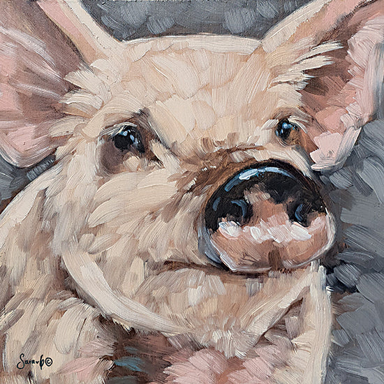 Sara G. Designs  SGD109 - SGD109 - Benny the Pig - 12x12 Pig, Farm Animal, Brush Strokes, Pink Pig from Penny Lane