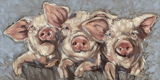 Sara G. Designs  SGD111 - SGD111 - Three Little Piggies - 18x9 Pigs, Three Pigs, Farm Animals, Brush Strokes, Pink Pigs  from Penny Lane