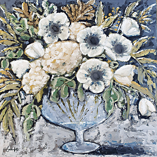 Sara G. Designs SGD129 - SGD129 - Black Velvet - 12x12 Flowers, Greenery, White Flowers, Glass Vase, Abstract, Watercolor, French Country from Penny Lane