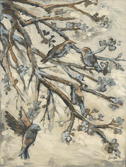 Sara G. Designs SGD130 - SGD130 - Branching Out - 12x16 Birds, Tree Branches, Abstract, Flowering Tree, Spring from Penny Lane