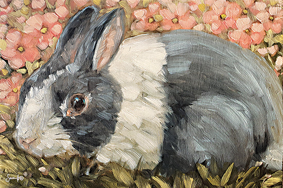 Sara G. Designs SGD136 - SGD136 - Cute as a Button - 18x12 Rabbit, Bunny, Flowers, Pink Flowers, Easter, Spring from Penny Lane