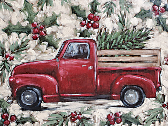 Sara G. Designs SGD167 - SGD167 - Holly Jolly Truck - 16x12 Christmas, Holidays, Truck, Red Truck, Christmas Tree, Holly, Berries, Flowers, Abstract, Winter from Penny Lane