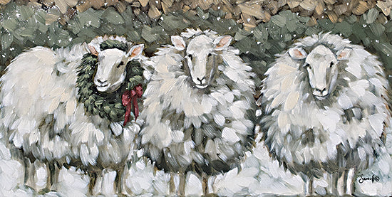 Sara G. Designs SGD172 - SGD172 - Ready for the Holidays - 18x9 Christmas, Holidays, Sheep, Three Sheep, Winter, Wreath, Eucalyptus, White Sheep, Snow, Textured, Abstract from Penny Lane