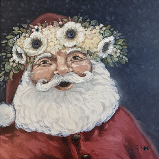 Sara G. Designs SGD174 - SGD174 - Jolly Old St. Nick - 12x12 Christmas, Holidays, Santa Claus, Whimsical, Flowers, Floral Crown, Textured, Abstract, Decorative from Penny Lane