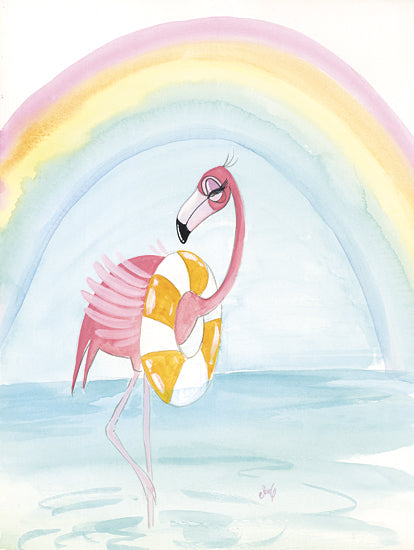 Sara G. Designs SGD187 - SGD187 - Feeling Colorful - 12x16 Tropical, Flamingo, Rainbow, Ocean, Coastal, Life Preserver, Whimsical from Penny Lane