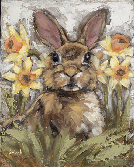 Sara G. Designs SGD227 - SGD227 - Among the Wildflowers - 12x16 Rabbit, Bunny, Spring, Flowers, Daffodils, Yellow Daffodils, Brushstrokes from Penny Lane