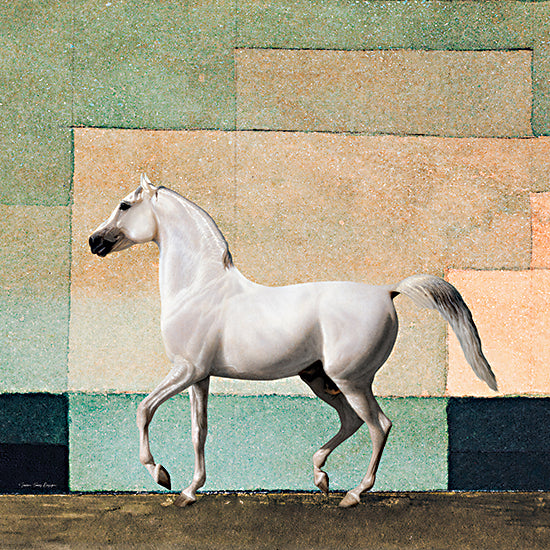 Seven Trees Design ST1020 - ST1020 - Horse in Abstract Field - 12x12 Abstract, Horse, White Horse, Rectangle Shapes from Penny Lane