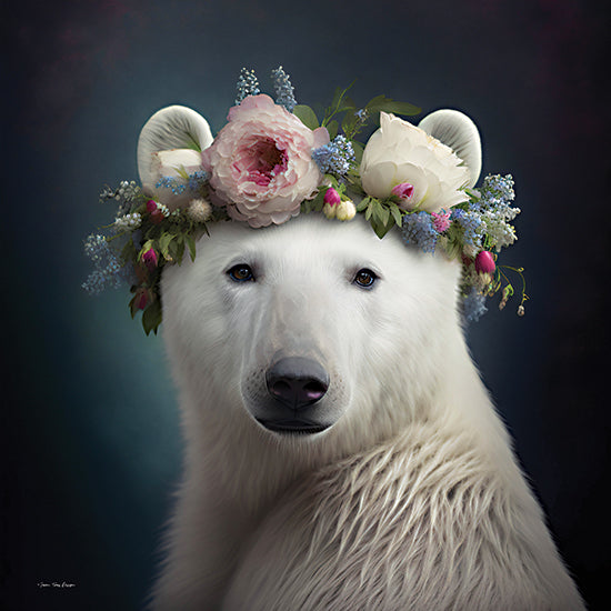 Seven Trees Design ST1063 - ST1063 - Arctic Monarch - 12x12 Whimsical, Bear, Polar Bear, Flowers, Floral Crown, Artic Monarch from Penny Lane