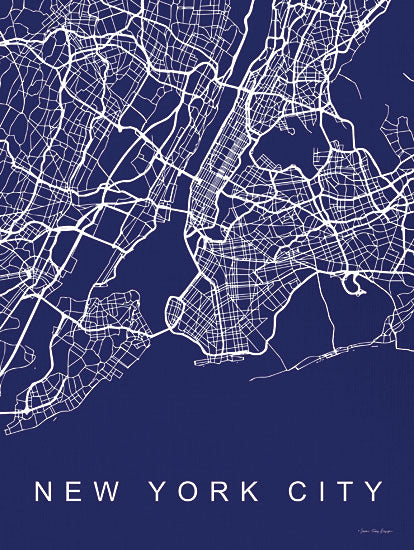 Seven Trees Design ST673 - ST673 - NYC Street Blue Map - 12x16 New York City, Street Map, Blue & White, Travel from Penny Lane