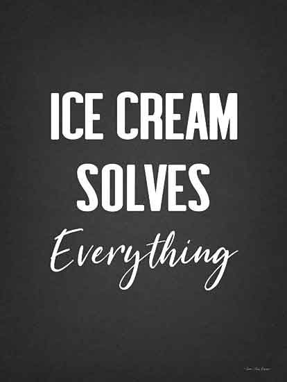 Seven Trees Design ST718 - ST718 - Ice Cream Solves Everything - 12x16 Signs, Typography, Ice Cream, Black & White, Humor from Penny Lane