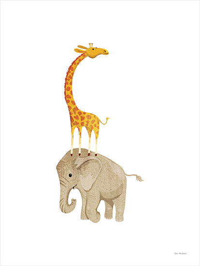 Seven Trees Design ST843 - ST843 - Safari Elephant and Giraffe - 12x16 Elephant, Giraffe, Children, Kid's Art, Whimsical from Penny Lane
