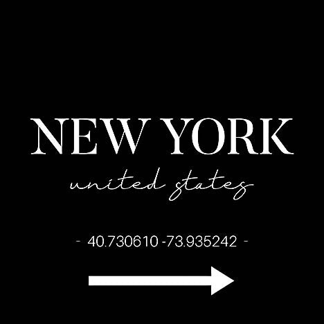Seven Trees Design ST895 - ST895 - New York Sign    - 12x12 New York Sign, Latitude and Longitude of New York City, Black & White, Signs from Penny Lane