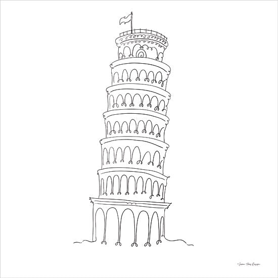 Seven Trees Design ST978 - ST978 - One Line Pisa Tower Italy - 12x12 One Line Pisa Tower Italy, Line Art, Italy, Tower of Pisa, Black & White, Abstract from Penny Lane