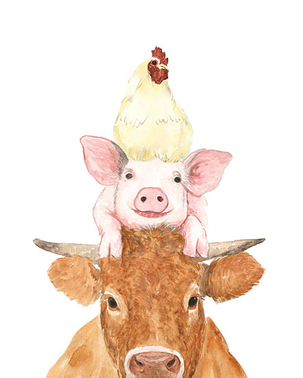 White Ladder WL153 - WL153 - Cluck-Oink-Moo Stack - 12x16 Animal Stack, Cow, Pig, Rooster, Farm, Whimsical from Penny Lane