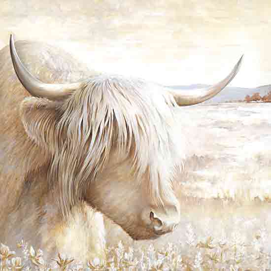 White Ladder WL232 - WL232 - Soft Highland - 12x12 Cow, Highland Cow, Sideview, Landscape, Tan, Neutral Palette from Penny Lane