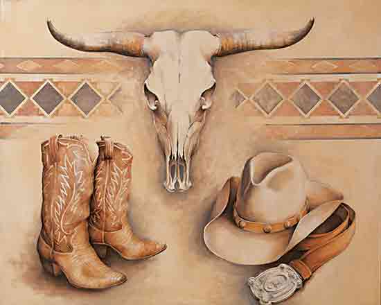 White Ladder WL240 - WL240 - Rodeo Rebels - 16x12 Western, Cowboy Boots, Longhorn Skull, Cowboy Hat, Belt, Cowboy Icons, Masculine, Southwestern from Penny Lane