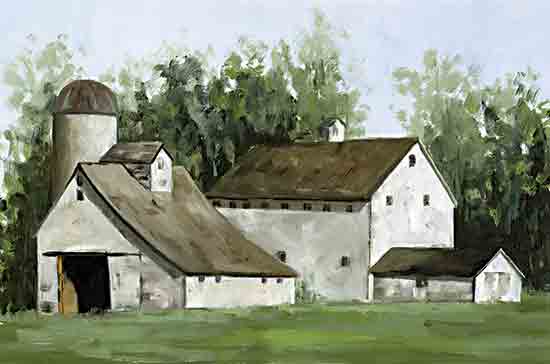 White Ladder WL249 - WL249 - Country Barn - 18x12 Barn, Farm, White Barn, Silo, Trees, Landscape, Field, Green Field, Country, Abstract from Penny Lane