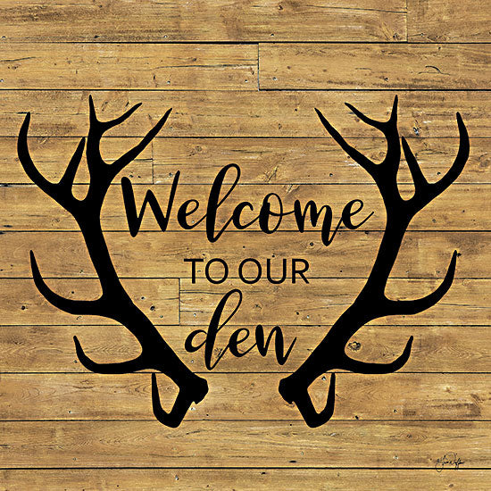 Yass Naffas Designs YND176 - YND176 - Welcome to Our Den - 12x12 Lodge, Deer Antlers, Rack, Welcome, Welcome to Our Den, Typography, Signs, Textual Art, Wood Background from Penny Lane